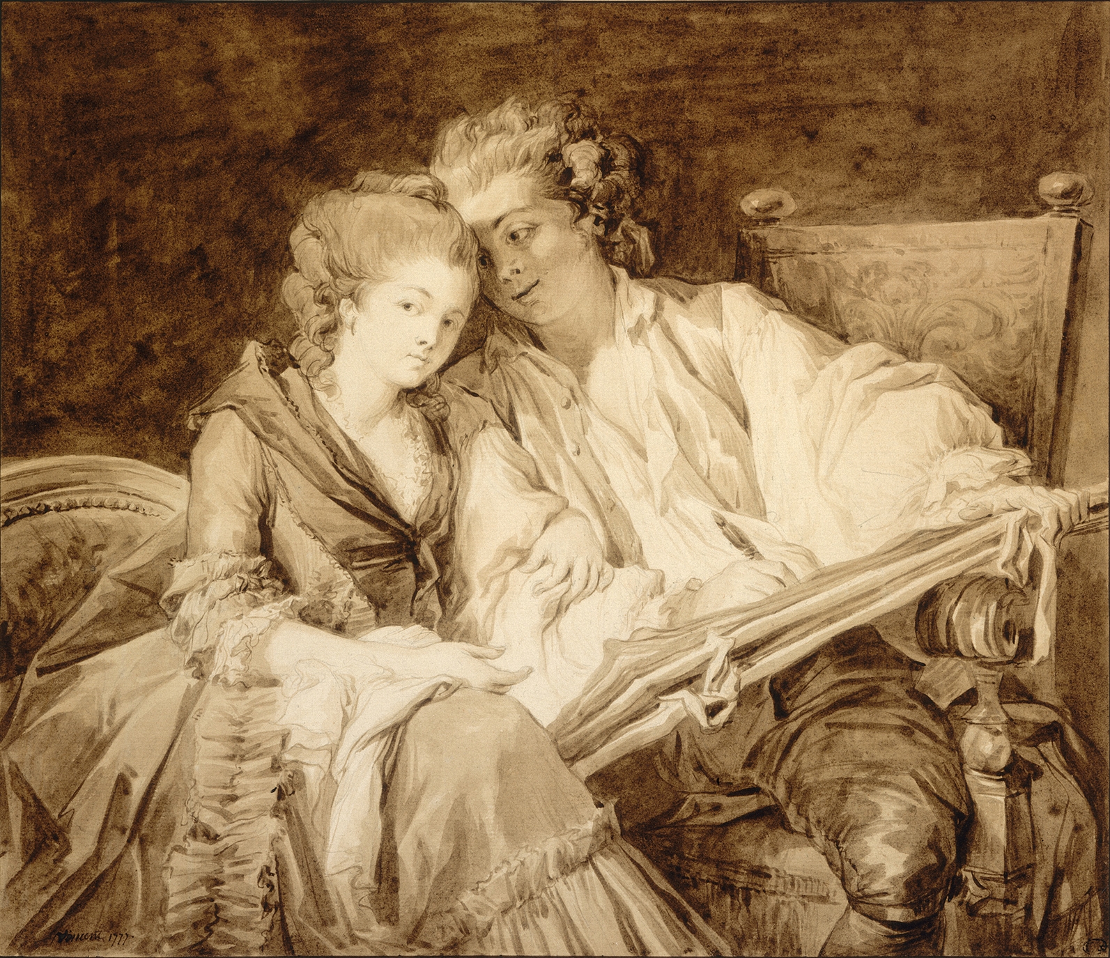The Drawing Lesson by Francois-Andre  Vincent, 1777